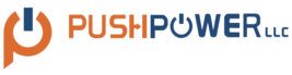 Logo for PushPower LLC with the company's icon to the left.